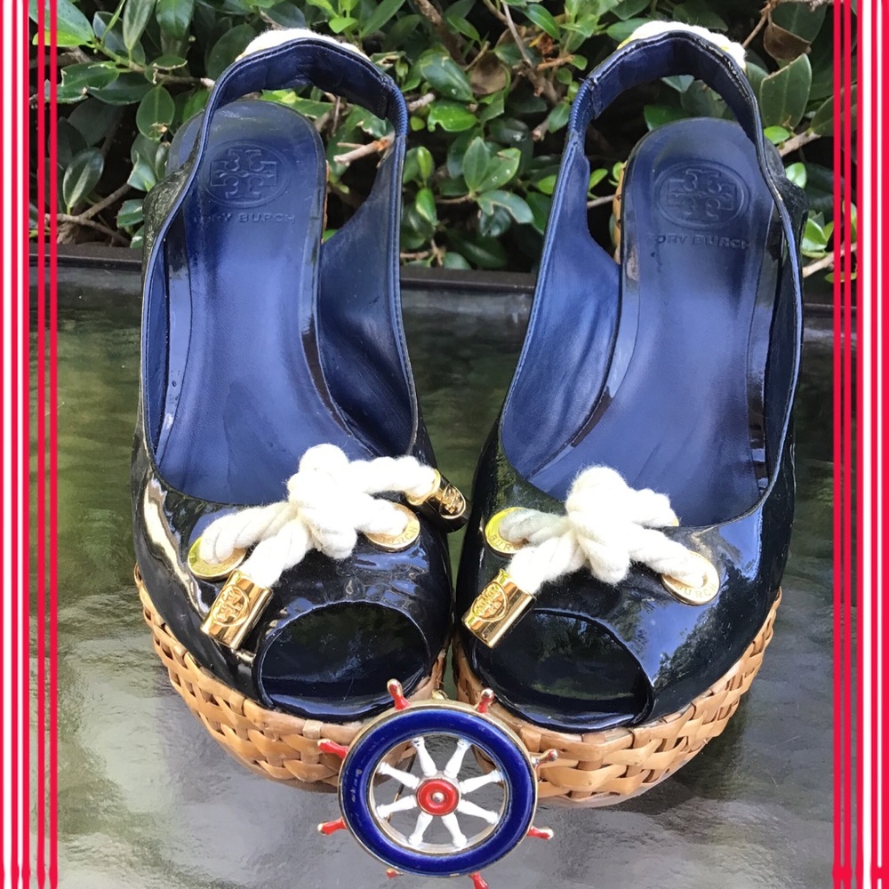 🎉HOST PICK🎉 Tory Burch Navy Wedge Sandals